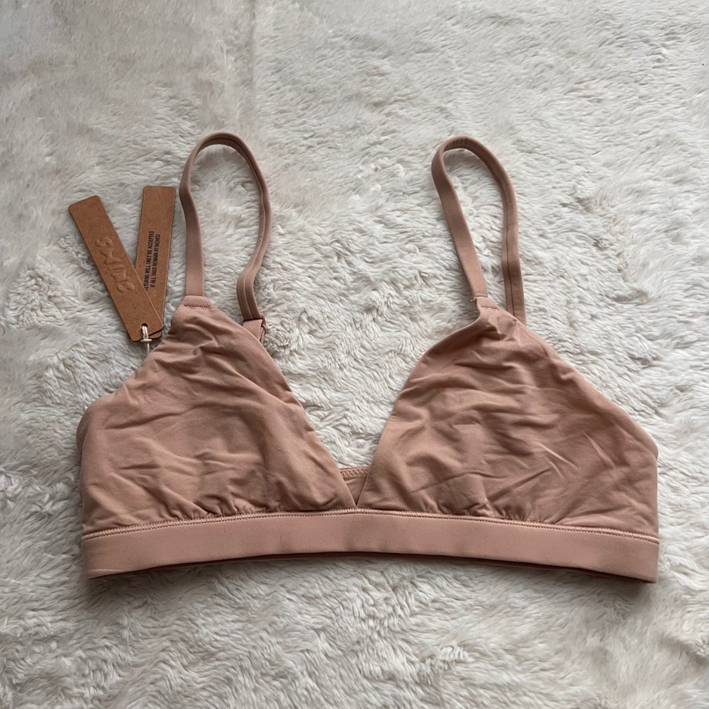 Skims Women Fits Everybody Triangle Bralette Mica Tan BR-TRI-9200 Size Small NWT
